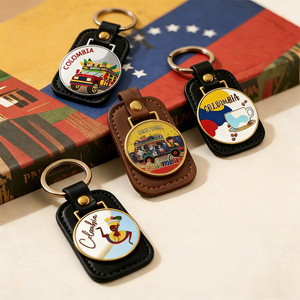 Llavero de Cuero Personalizado con Diseño de Colombia, Elegante y Duradero, Adorno para Bolso, Coleccionables, Se Aceptan Pedidos Pequeños - Product Image 4