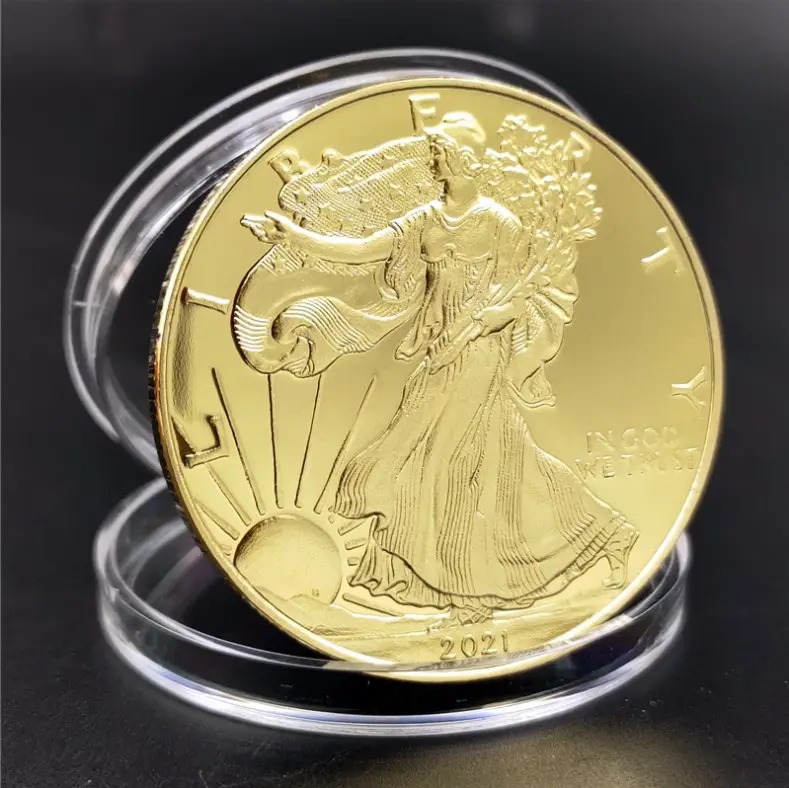 Vendas de moedas de ouro americano banhadas a ouro 2011-2022 estátua americana de moedas de liberty