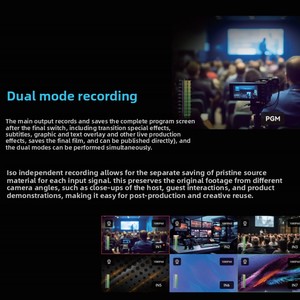 Console de commutation de diffusion NDI 8 canaux Tianying avec écran intégré, <span class=keywords><strong>streaming</strong></span> multiplateforme et reconnaissance vocale IA - Product Image 2
