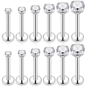 Earrings Jewelry Zircon Lip Ring Jewelry Internal Thread F136 Titanium Jewelry Titanium Lip Dings English French German Zircon Earrings