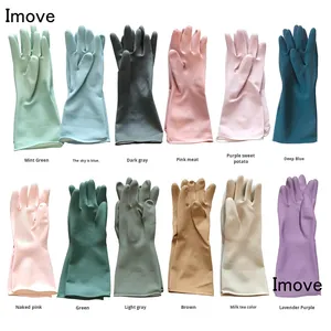 Gants de ménage coréens en <span class=keywords><strong>latex</strong></span>, antidérapants, épaissis, pour <span class=keywords><strong>contact</strong></span> <span class=keywords><strong>alimentaire</strong></span>, 32-33 cm, personnalisables - Product Image 1