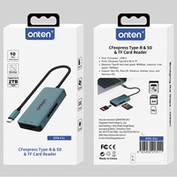 ONTEN BLG-C11 Pembaca Kartu CFexpress Tipe-B USB3.2 Kecepatan Tinggi 10Gbps 3-in-1 Tipe-C SD/Micro SD/TF Paduan Aluminium Tersedia di Stok
