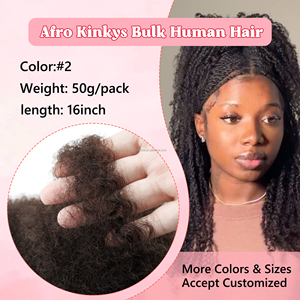 8 Inch Tot 20 Inch Lichtgewicht 50 Gram #2 Kleuren <span class=keywords><strong>Afro</strong></span> <span class=keywords><strong>Kinky</strong></span> Bulk Vlechten <span class=keywords><strong>Hair</strong></span> Extensions Voor Afrikaanse Vlechten En Vrijetijdskleding - Product Image 4