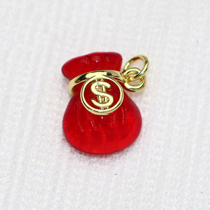 JS2121 18k Gold Plated Green White Red Dollar Sign Money <strong>Bag</strong> <strong>Charms</strong> Pendants,Money <strong>Bag</strong> <strong>Charm</strong> for DIY Jewelry Making Supply - Product Image 6