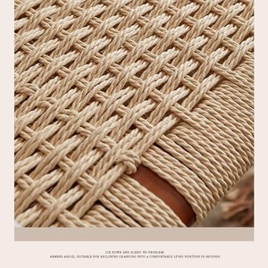 Solid Wood Long <b>Bench</b> With Rope Weaving Handmade For Bedroom <b>Entryway</b> Shoe Changing - Product Image 4