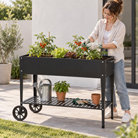 Bac à potager surélevé gris anthracite, modulaire, robuste, en métal, pour extérieur