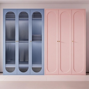 Armoire en bois massif colorée et personnalisable pour enfants avec portes coulissantes, idéale pour la chambre d'enfant, meubles de chambre à coucher - Product Image 2
