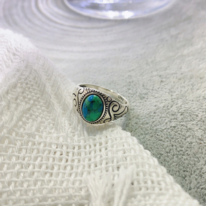 Attrayant Design à la mode 925 <span class=keywords><strong>bague</strong></span> en argent Sterling avec pierre <span class=keywords><strong>Turquoise</strong></span> naturelle Style rétro cadeau de fiançailles hommes femmes - Product Image 4
