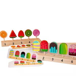 Elisyia Montessori <span class=keywords><strong>Jeu</strong></span> <span class=keywords><strong>de</strong></span> cuisine en bois pour faire semblant <span class=keywords><strong>de</strong></span> faire des glaces, ensemble <span class=keywords><strong>de</strong></span> sucettes glacées, jeux <span class=keywords><strong>de</strong></span> logique numérique pour enfants, garçons et filles - Product Image 1