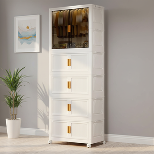 <span class=keywords><strong>Armario</strong></span> Plegable de Plástico de 203 <span class=keywords><strong>cm</strong></span> de Altura para el Hogar, <span class=keywords><strong>Armario</strong></span> Plegable de 5 Niveles para Guardar Ropa de Bebé, Organizador de Juguetes para Niños - Product Image 1