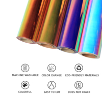Échantillon gratuit Film vinyle thermocollant PET haute température Rainbow HTV Easy Weed Écologique Rouleaux de 50 cm * 25 m pour vêtements