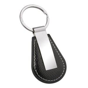 Porte-clés mousqueton en cuir PU noir avec impression UV, en alliage de zinc durable, bois et métal, avec diverses mots-clés de produits - Product Image 1