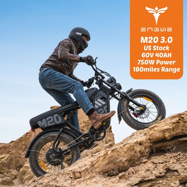 US Warehouse Engwe M20 3. 0 Hydraulic Brakes 750W Peak Output 120Nm Torque Moped-Style E-Bike