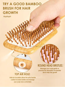 Custom Logo Bamboo <strong>Hair</strong> Brush Air Cushion <strong>Comb</strong> Detangling <strong>Hair</strong> Brush Natural Bamboo Paddle Brush Make <strong>Hair</strong> Smooth For Women - Product Image 3