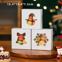 Weihnachtliche Weiße Papier-Bäckereiboxen mit Ausgestanztem Fenster für Macarons, Kekse und Geschenke für Weihnachtsfeiern