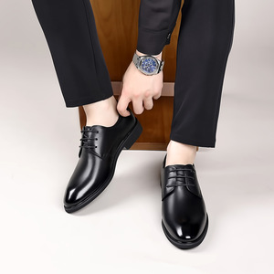 Chaussures en cuir pour hommes pour tenue de cérémonie, chaussures de mariage en cuir véritable, chaussures pour hommes respirantes de style anglais - Product Image 5
