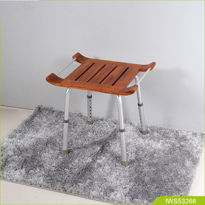 Silla de Ducha Ajustable Oldtree de Teca 43x34x36cm con Patas de Aleación de Aluminio para Ancianos, Discapacitados y Mujeres Embarazadas - Product Image 1
