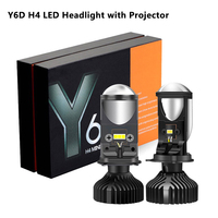 Mini projecteur Y6D, lentille H4 LED pour phare, lampe à double faisceau Hi-Lo, effet fish-eye, universel pour voiture et moto, phare LED 12V