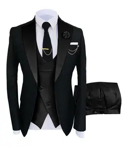 Chaqueta de traje ajustada para hombre, traje elegante de negocios, 3 piezas, esmoquin, conjunto de chaqueta, 2022