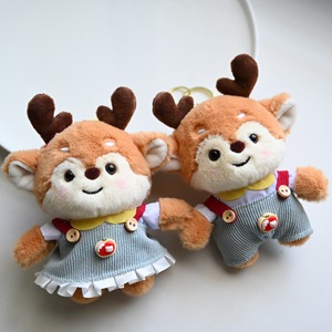 Portachiavi in peluche all'ingrosso, simpatico cartone animato, ciondolo in peluche a forma di cervo gemello (fratello e sorella), morbido portachiavi in peluche a forma di cervo Sika, giocattoli - Product Image 4
