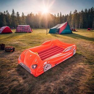 Красный автомобильный детский надувной матрас с боковой дорожной кроватью, коврик для кроватки, комфортное решение для сна, игры на открытом воздухе - Product Image 2