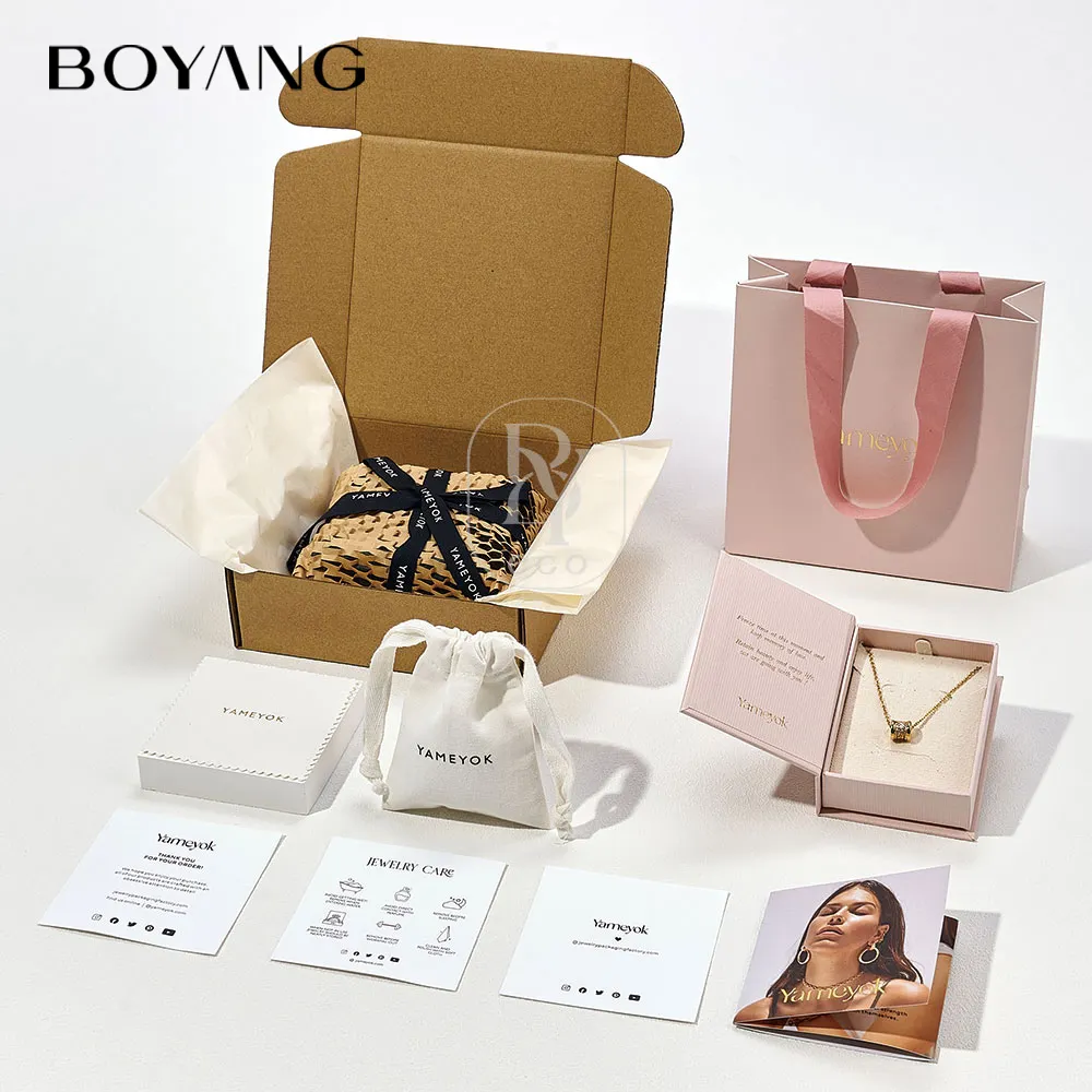 사용자 정의 에코 새로운 디자인 책 모양 핑크 귀걸이 목걸이 선물 포장 보석 종이 상자 로고