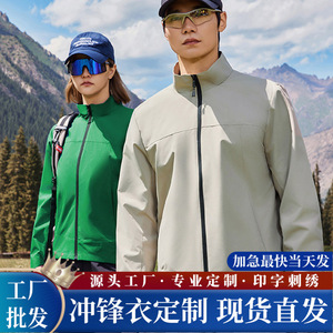 Stand Up Collar Windbreaker Jacket Unisex Solid Color Contrast With Inner Liner Workwear Winter - Product Image 5