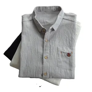 Men Button Up Dress Shirt Linen Lapel Collar Slim Casual Latest Shirt Designs for Men Business Shirts