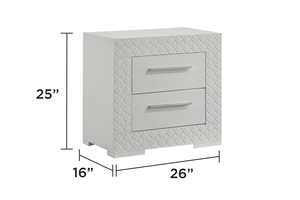Modern Style 4 <b>Pc</b> Queen Bedroom <b>Set</b> with LED Headboard Solid Wood Construction Hand Carved Details Soft Bed in White - Product Image 3