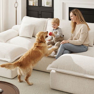 Conjunto de Sofá Cama Modular en Forma de U con 2 Otomanas, 3 Plazas, No Requiere Montaje, Relleno de Esponja, para Uso en Salón - Product Image 3