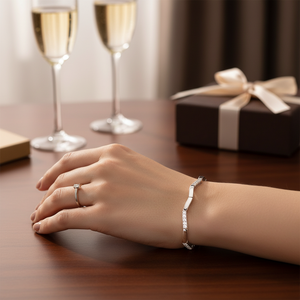 Elegant Simple Design White Gold Tennis Bracelet with Micro Insert Real Round Brilliant Cut Diamond 7 Inches for <b>Men</b> and Women - Product Image 3
