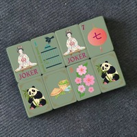 Juego de Mahjong Americano, Mahjong con Grabado de Panda en Tinta China, para Regalo o Recuerdo Cultural