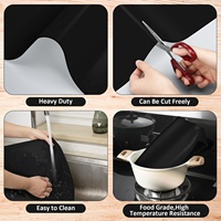 Grand Tapis de Table en Silicone de Qualité Alimentaire, Résistant à la Chaleur, Lavable au Lave-Vaisselle, Noir, 36x24 Pouces