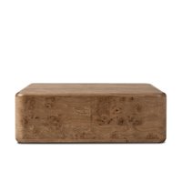 Table basse carrée minimaliste en bois massif et placage de bois de burl, fabriquée à la main, pour salon d'appartement moderne