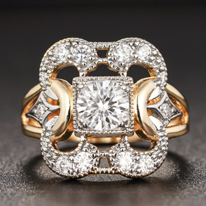 Anello Bicolore Stile Principessa per Donne, Elegante Gioiello da Dito alla Moda - Product Image 1
