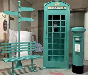 Modèle de cabine téléphonique rétro européenne, statue de téléphone vintage anglaise, accessoire antique pour la maison, le magasin, le bar, la décoration de mariage, 3 couleurs - Product Image 3