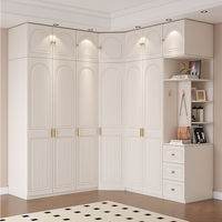 Armoire d'angle en bois style crème avec combinaison libre, design simple et moderne pour petit appartement, chambre à coucher, hôtel