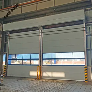 Industrial Garage Full Perspective Electric Hanging Door Minimalist Design With Decorative Finish For Workshops Workspaces