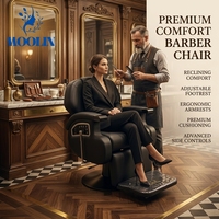 Chaise de barbier électrique Moolin, construction robuste, rotation à 360 degrés, réglage hydraulique de la hauteur, équipement de salon de coiffure