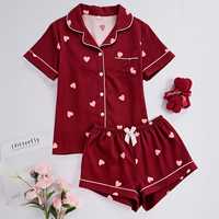 Ensemble de pyjama rayé à col cranté et manches courtes pour femme, 2 pièces, tenue d'été décontractée, vente en gros