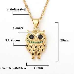 <span class=keywords><strong>Collana</strong></span> all'ingrosso del pendente del <span class=keywords><strong>gufo</strong></span> del progettista dell'ottone dell'oro 18k del progettista animale del gioiello del <span class=keywords><strong>gufo</strong></span> per il regalo di natale - Product Image 6