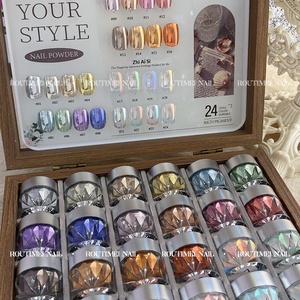 High-End 24 Color Moonlight <b>Magic</b> Mirror Powder Ultra-Fine Ultra-Shiny Japanese Glitter Nail Chrome Pigment Manicure Set - Product Image 2
