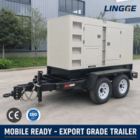 Groupe électrogène diesel silencieux mobile sur remorque 25kVA 30kVA 40kVA 50kVA 60kVA 100kVA 150kVA 200kVA 250kVA pour utilisation sur chantier