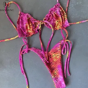 LIANMENG B644 Neueste High Waist Bikini Set Beach Bademode Bikini Set Jamaican Print Tie Dye Halfter Bikini