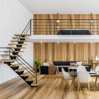 Bandes de roulement d'escalier flottantes durables pour l'intérieur Maison moderne élégante Style hôtel Plancher en colimaçon droit en bois massif de chêne