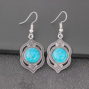 Conjuntos de Joyería Bohemia de Moda India Turquesa Estilo Bohemio Occidental Baratos para Mujer, Pendientes y Collares Chapados en Plata Popcorn, Venta al por Mayor - Product Image 4