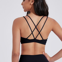 Soutien-gorge de sport pour femme à dos croisé ouvert, doux, haute résistance, avec coussinets de poitrine, haut de sport moulant pour entraînement complet, gym et yoga