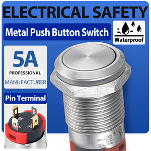 Ультратонкий кнопочный переключатель 12 мм, 1НО, мгновенного действия, IP67, с черным алюминиевым покрытием, водонепроницаемый, металлический - Product Image 4