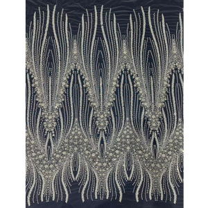 YZ Thêu Cao cấp Sang Trọng Thêu Nặng Handmade Đính Cườm Sequin Pháp Vải Tuyn Ren Cô Dâu Vải - Product Image 1