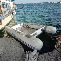 Bateau pneumatique Qboat D270-3 4,3 m 0,9 mm en PVC pour ski nautique et pêche, 6 places, léger, stable, pliable et durable